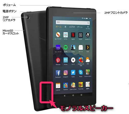 Fire 7タブレット 2019年版 表面・裏面